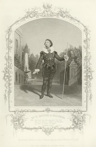 Mr W Davidge as Malvolio, Twelfth Night, Act III, Scene IV by English School
