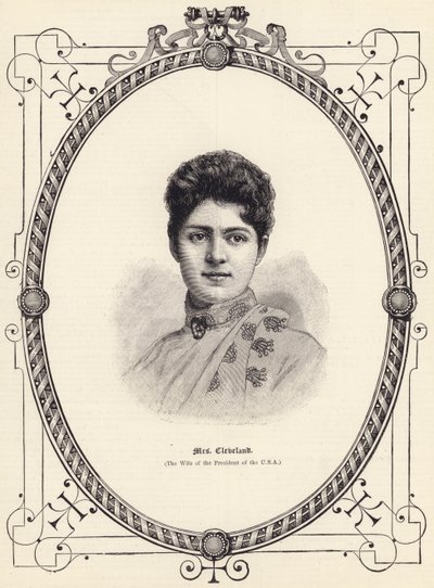 Mrs Cleveland (the Wife of the President of the USA) (engraving) by English School
