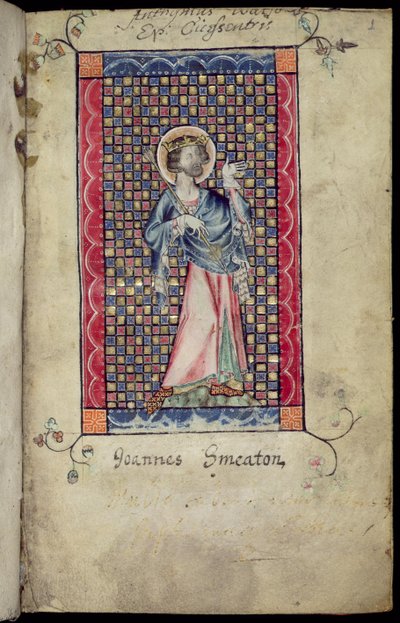 St. Edmund, miniature from the Macclesfield Psalter, Use of Sarum, East Anglia, c.1330 by English School