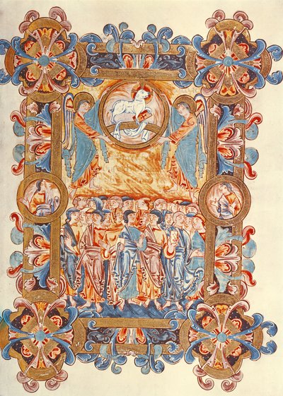 The Multitude Adoring the Lamb, from the Missal of Robert of Jumieges, c.1016 by English School