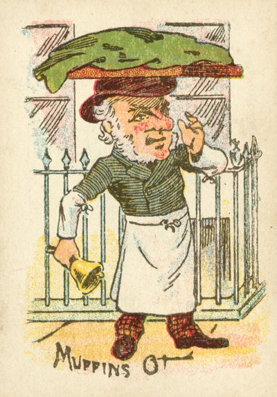 Muffin seller with his wares by English School