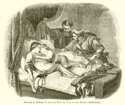 Murder of Edward V and the Duke of York in the Tower by English School