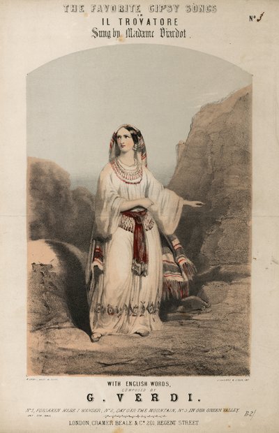 Musical score featuring Favourite Gipsy Songs from Il Trovatore by English School