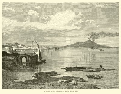Naples, with Vesuvius, from Posilippo by English School