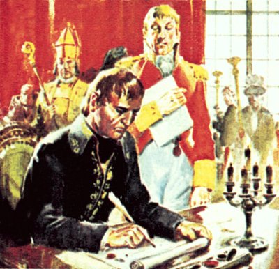 Napoleon selling the state of Louisiana for 5.4m by English School