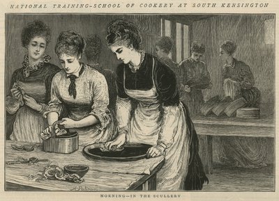 National Training School of Cookery at South Kensington: Morning in the scullery by English School