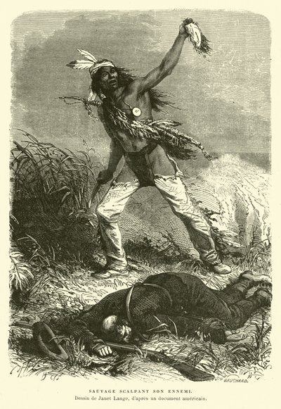 Native American Holding Up the Scalp of His Enemy by English School