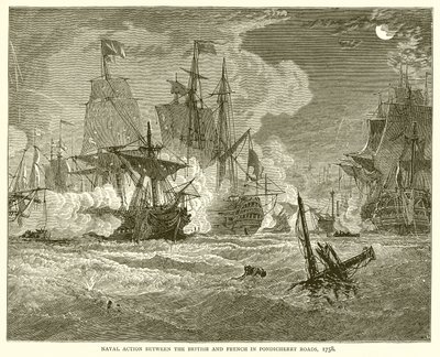 Naval Action between the British and French in Pondicherry Roads, 1758 by English School