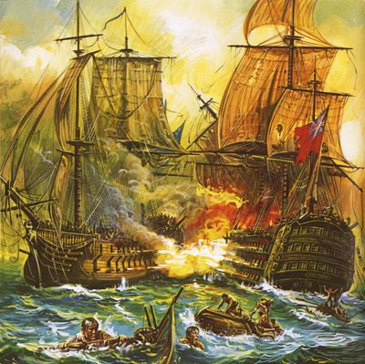 Naval Battle by English School