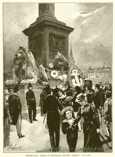 Nelson Day: Scene in Trafalgar Square, London by English School