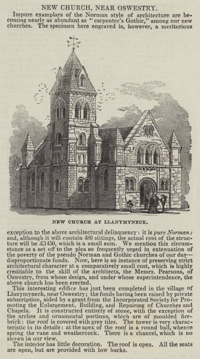 New Church at Llanymyneck by English School
