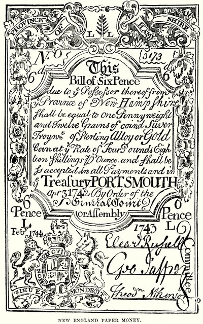 New England Paper Money (engraving) by English School
