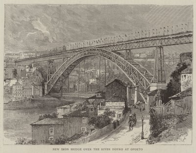 New Iron Bridge over the River Douro at Oporto by English School