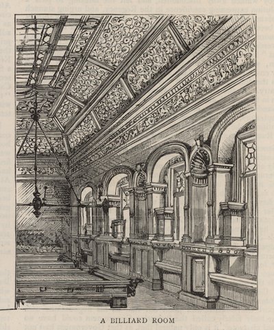 New Building of the Constitutional Club in Northumberland Avenue: A Billiard Room by English School