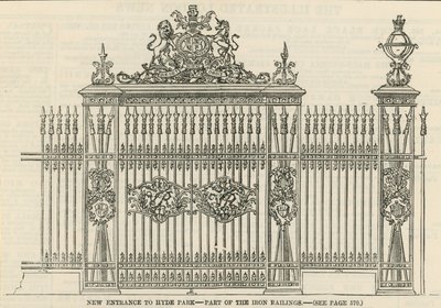 New Entrance to Hyde Park - Part of the Iron Railings by English School