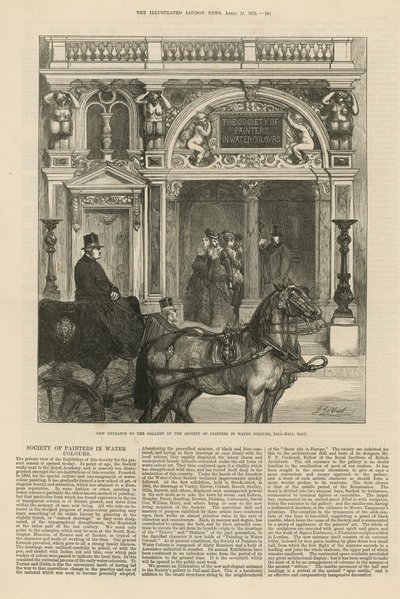 New entrance to the gallery of the Society of Painters in water colours by English School