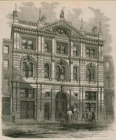 Newly-erected offices of the Peninsular and Oriental Steam Navigation Company, Leadenhall Street, London by English School
