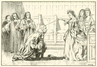 Newton Knighted by Queen Anne by English School