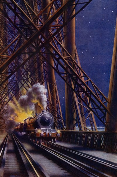 Night Train Crossing the Forth Bridge, Scotland by English School