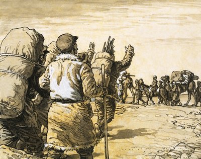 Nikolai Prjevalsky travels across the Gobi Desert and meets a camel train by English School