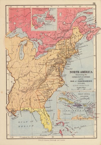 North America, Illustrating the Conquest of Canada and the War of Independence by English School