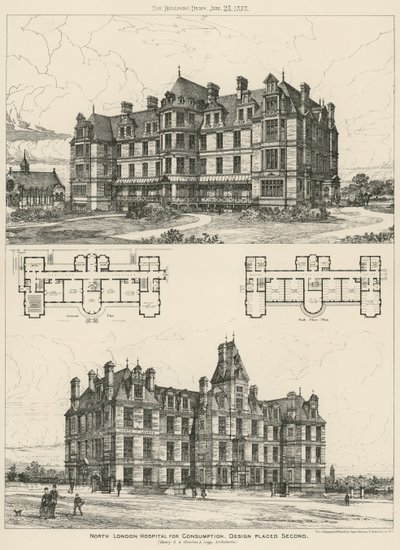 North London Hospital for Consumption, Design Placed Second by English School
