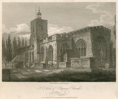North east view of Stepney Church, London by English School