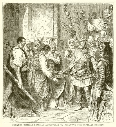 Odoacer Compels Romulus Augustulus to Renounce the Imperial Dignity by English School