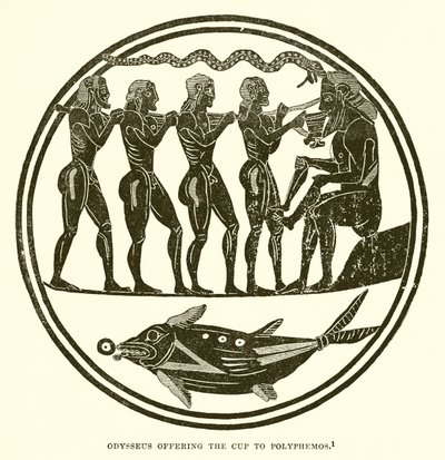 Odysseus Offering the Cup to Polyphemus by English School