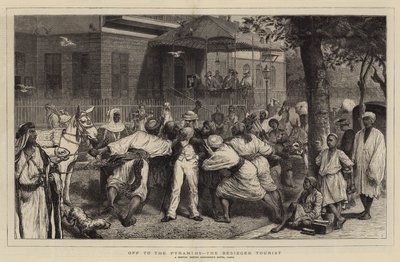 Off to the Pyramids, the Besieged Tourist (engraving) by English School