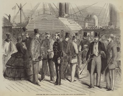 Officers for India embarking on Board the Indus at Southampton by English School