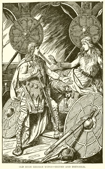 Old High German Types--Sigurd and Brunhild by English School