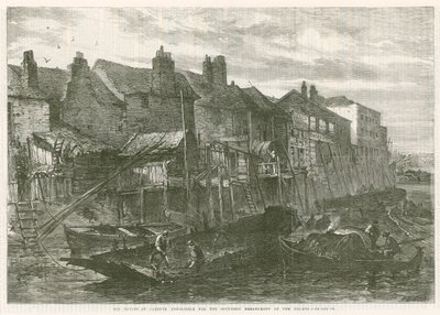Old Houses at Lambeth Demolished for the Southern Embankment of the River Thames by English School