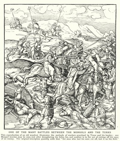 One of the many battles between the Mongols and the Turks by English School
