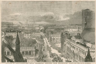 Opening of Parliament - The Royal Procession Sketched from Westminster Abbey by English School