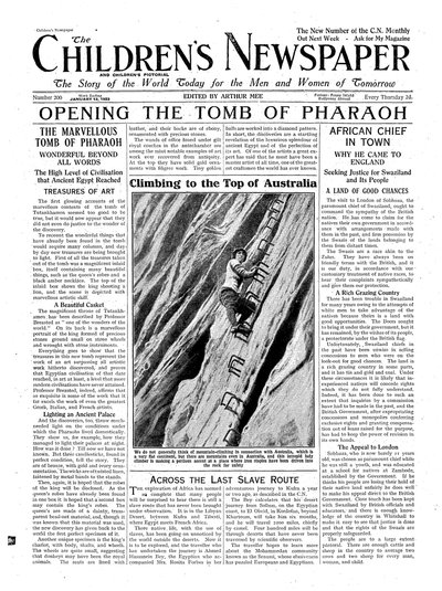 Opening the Tomb of Pharaoh, illustration from The Childrens Newspaper, 13th January 1923 by English School