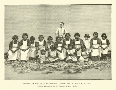 Orphanage Children at Ooshooia, with Mrs Hemmings, Matron by English School