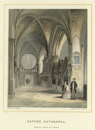 Oxford Cathedral, North Aisle of Choir by English School