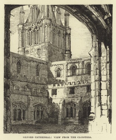Oxford Cathedral, View from the Cloisters by English School