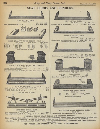 Page from Army and Navy Stores Catalogue by English School