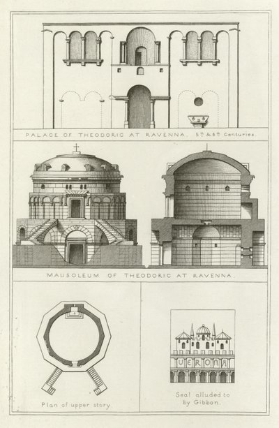 Palace and mausoleum of Theodoric at Ravenna, Italy, 5th and 6th Centuries by English School