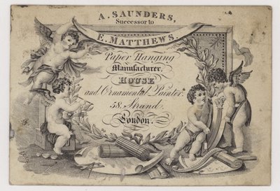 A Saunders Paper Stainers, trade card by English School