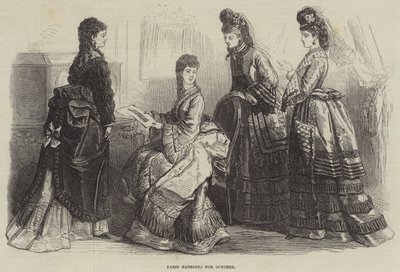 Paris Fashions for October (engraving) by English School