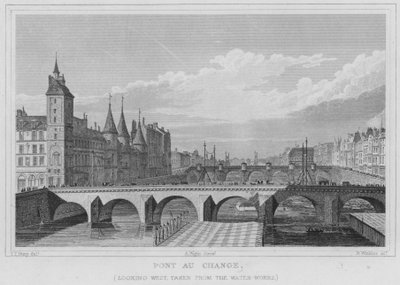 Paris, Pont Au Change, looking west, taken from the water-works by English School