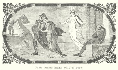 Paris carries Helen away to Troy by English School