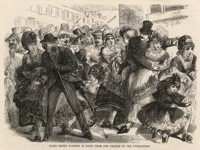 Paris crowd fleeing the panic from the charge of the Cuirassiers by English School