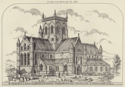 Parish Church of St James, Great Grimsby, Lincolnshire, proposed restoration, View from NE by English School
