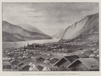 Part of Dawson City, looking down the Yukon River, as it appeared in the Summer of 1898 by English School