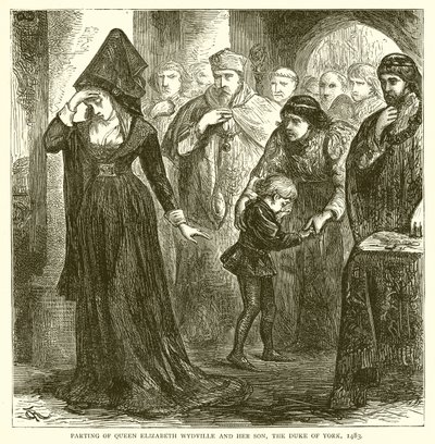 Parting of Queen Elizabeth Wydville and her Son, the Duke of York, 1483 by English School