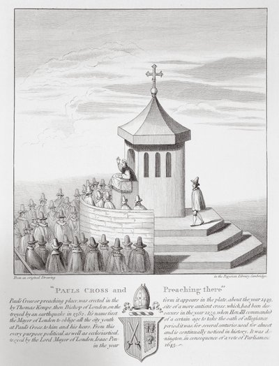 Pauls Cross and Preaching there, 1809 by English School